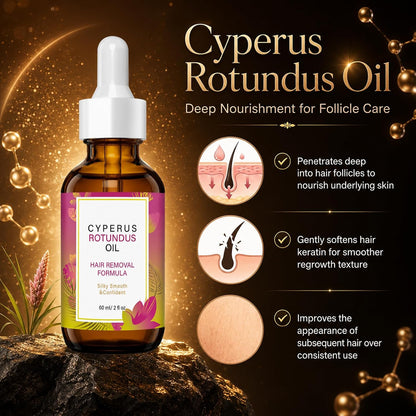 Natural Cyperus Rotundus Body Oil 60ml - Post-Shave & Post-Wax Moisturizer with Jojoba, Rosehip & Sweet Almond | Reduces Unwanted Hair Regrowth Appearance | Silky Smooth Skin for All Types